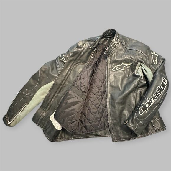 ALPINESTARS Motorcycle US Size 46 Leather Protective Armored Jacket Coat - Picture 2 of 12